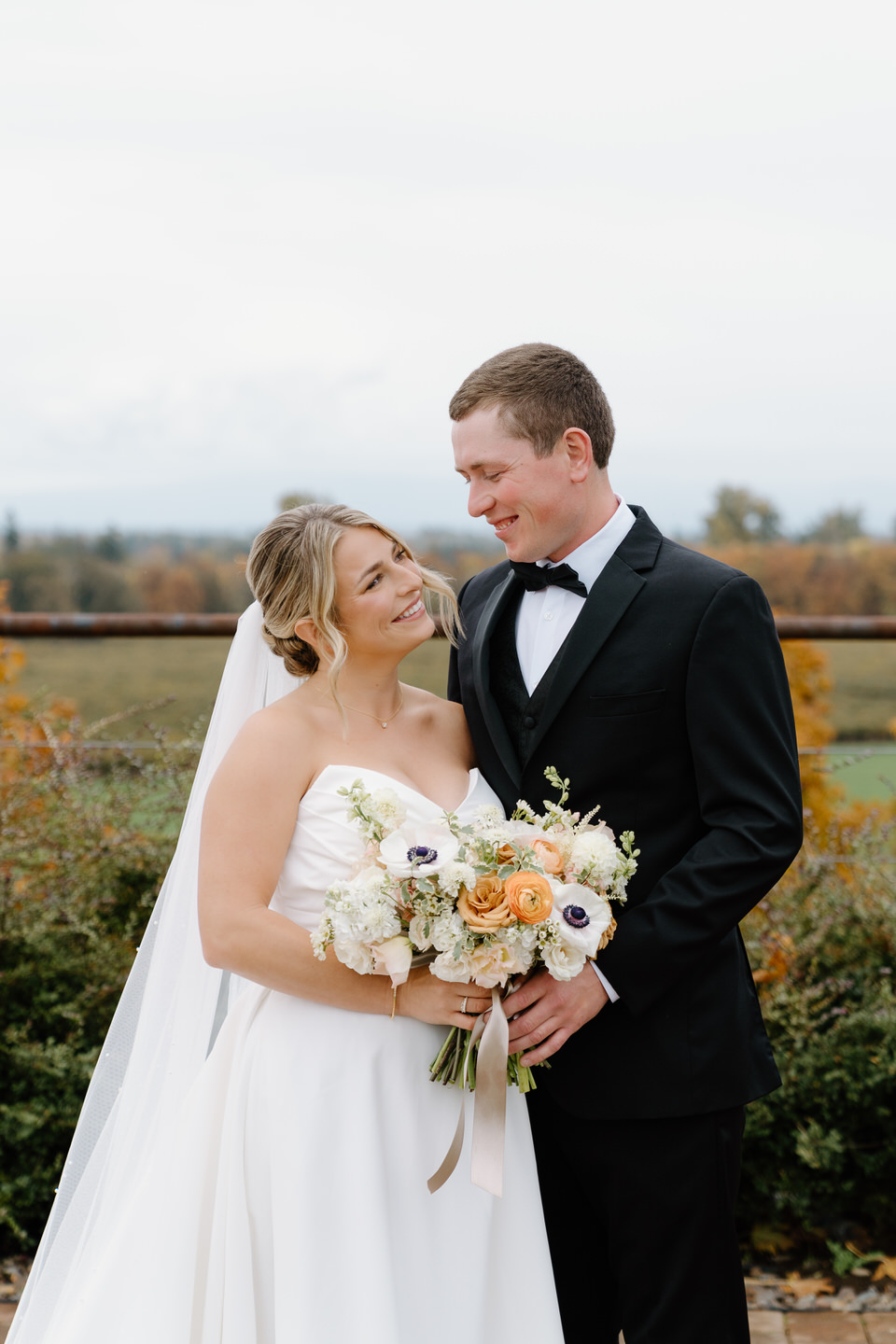 Bride and groom portrait at The Barn at Countryside wedding venue in Aurora, Oregon.