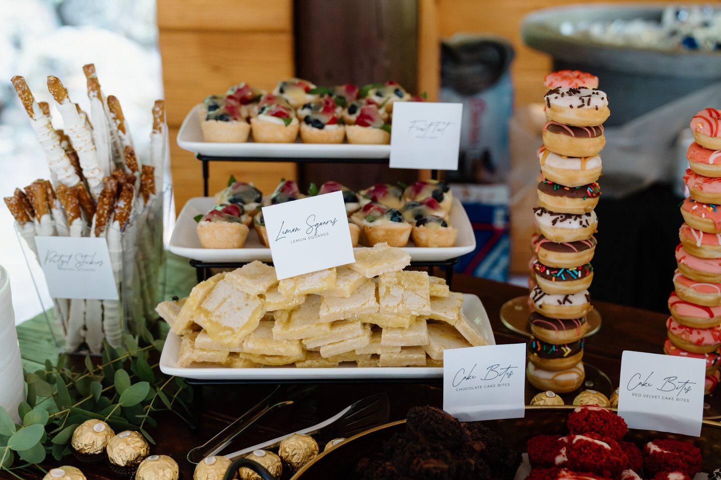 Wedding dessert bar featuring lemon squares.