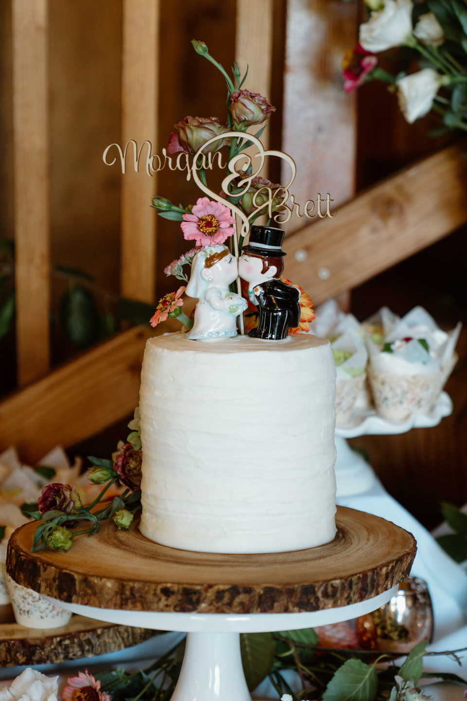 Wedding cake with vintage cake topper.