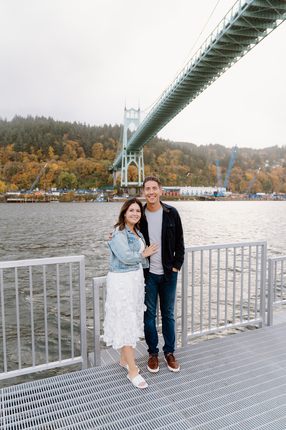 Engagement photos at the waterfront of Cathedral Park.