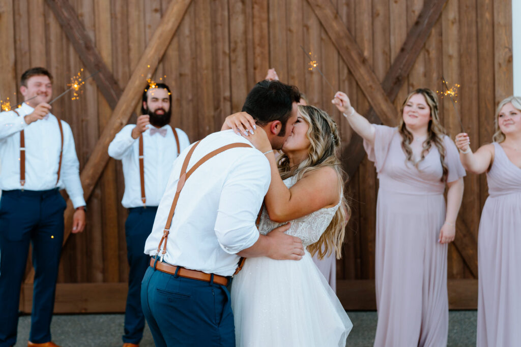 Vancouver barn wedding sparkler exit
