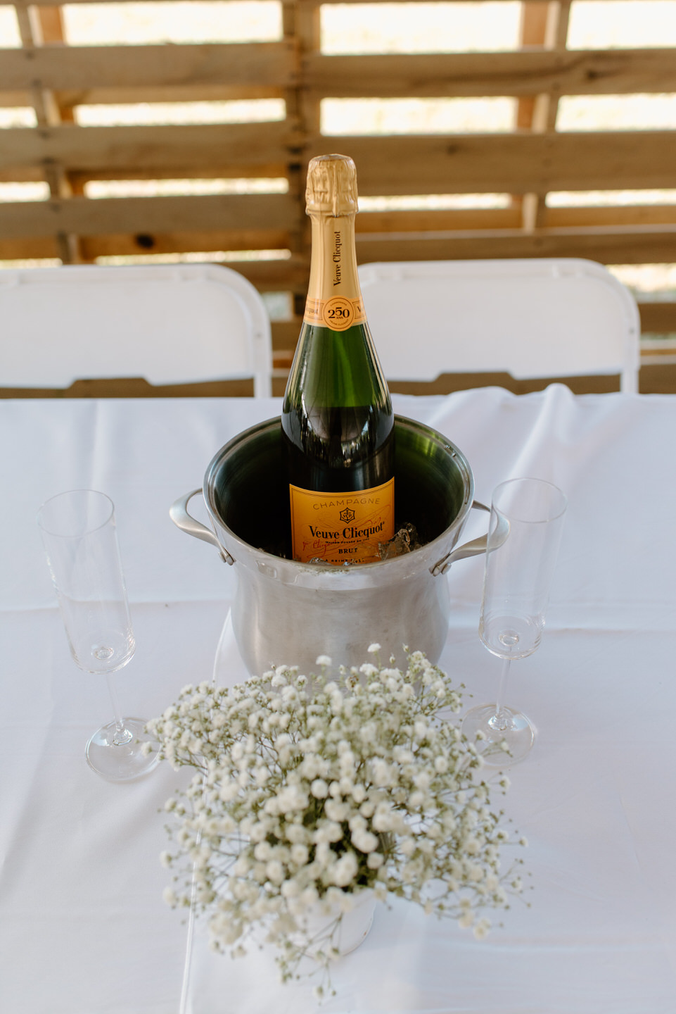 champagne for bride and groom