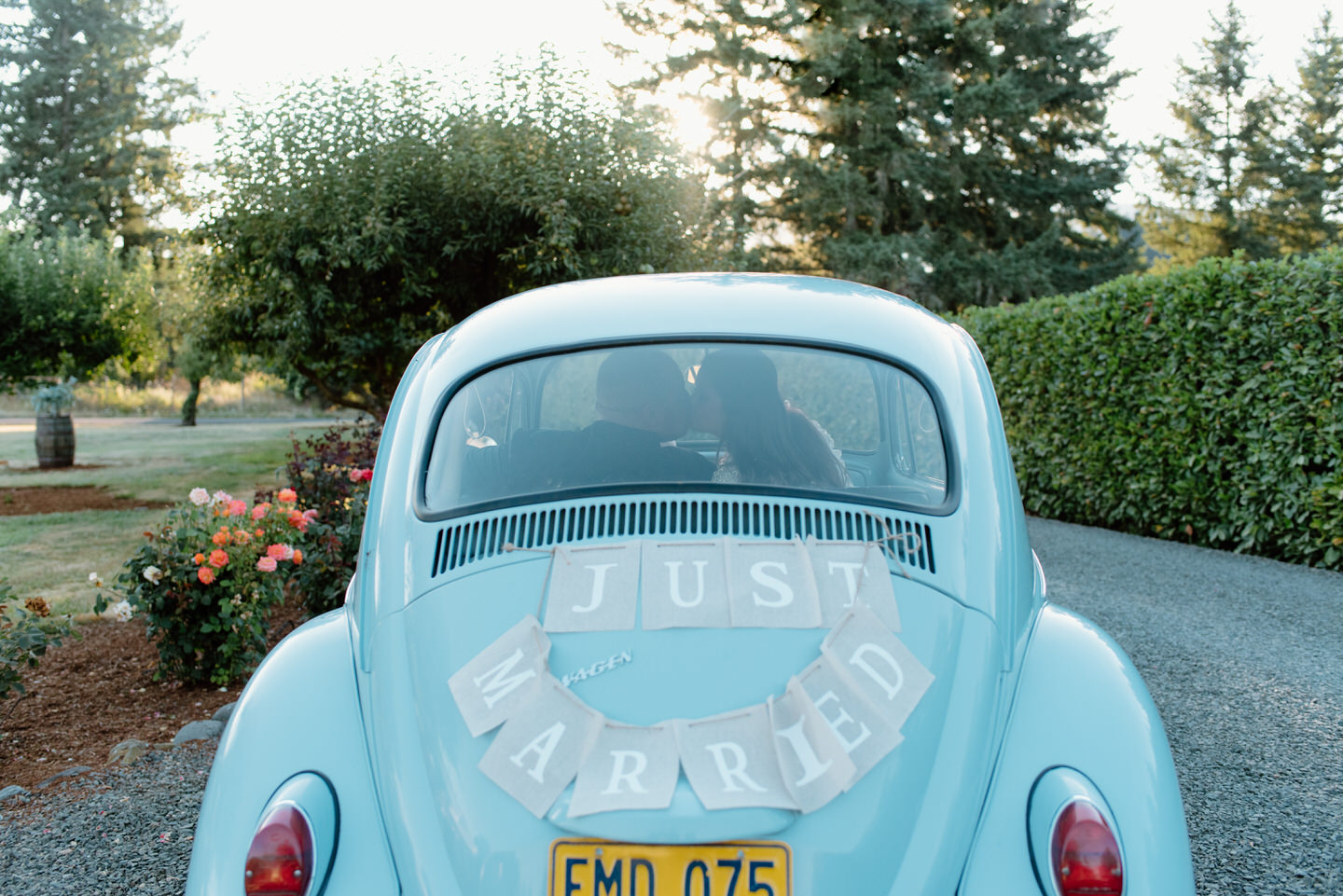 vintage bug getaway car portraits