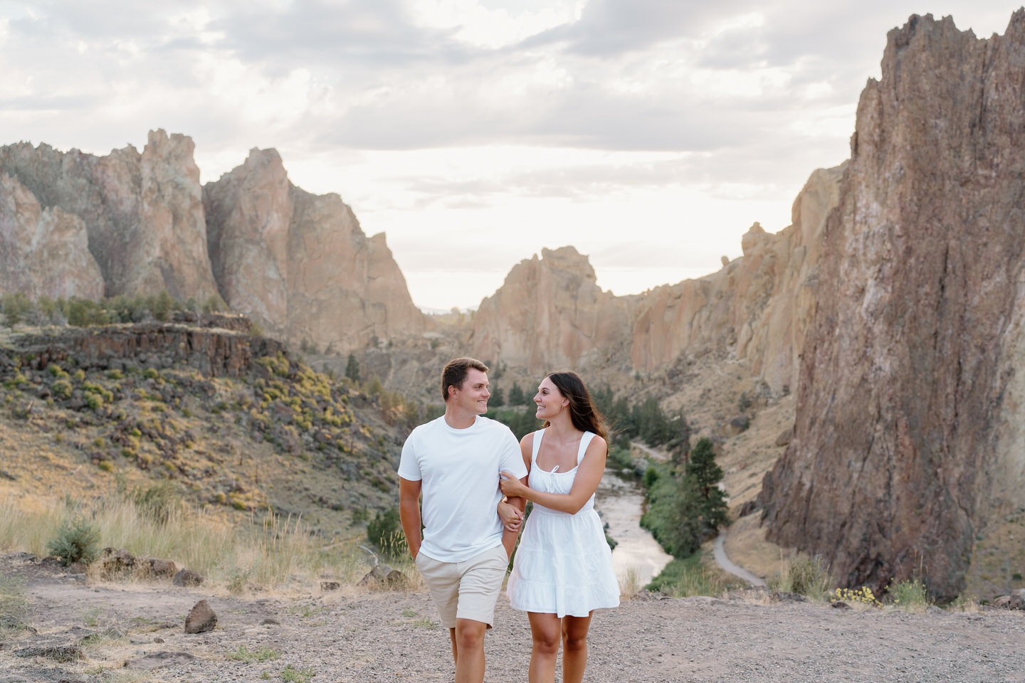 walking in front of Smith Rock