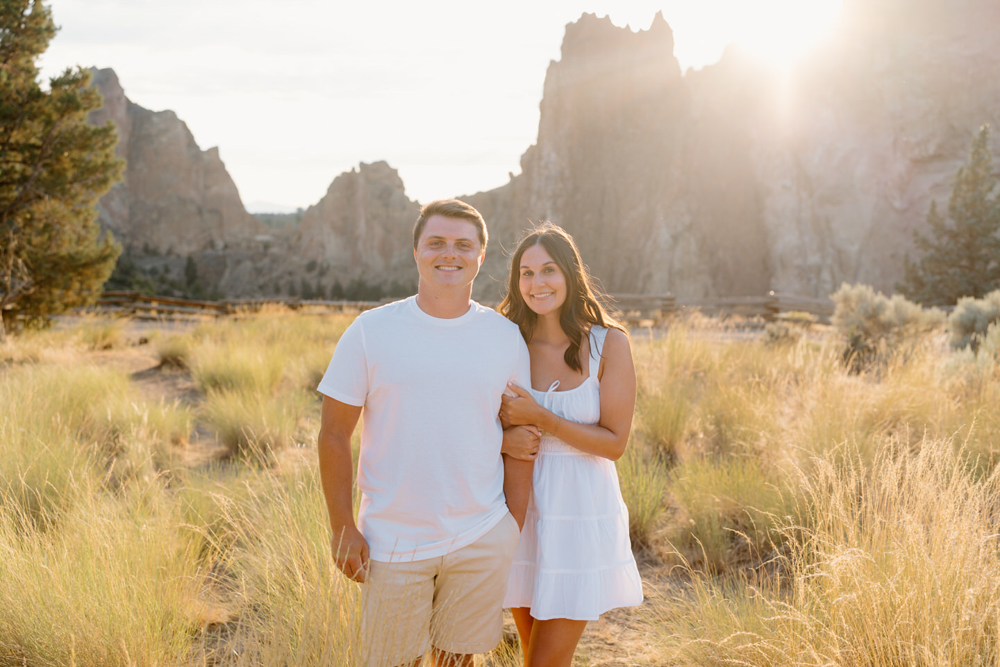 Sunny engagement photos in central Oregon