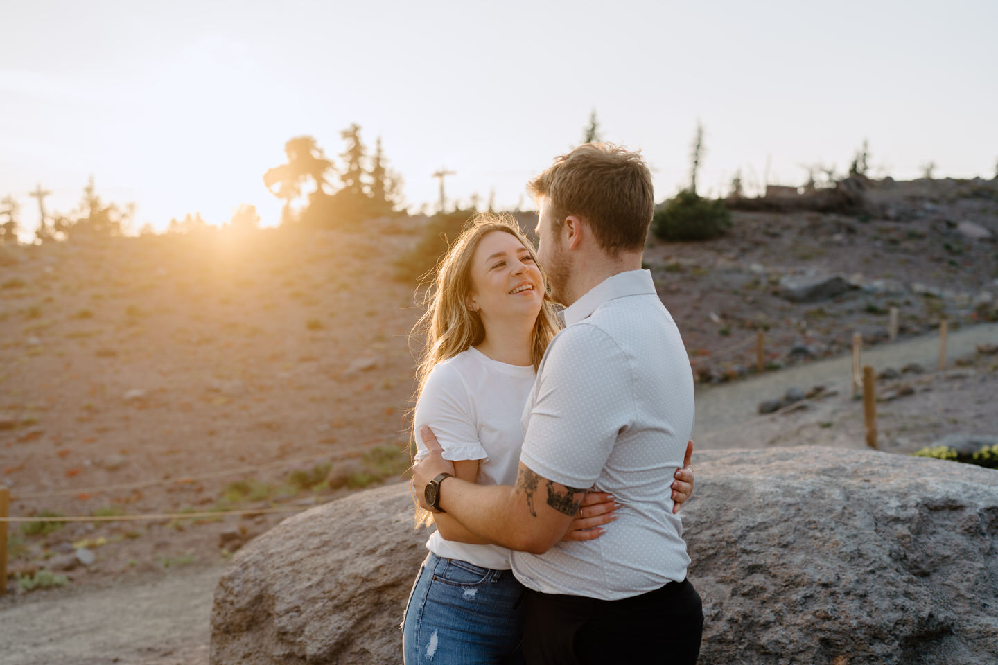 golden hour during mt hood couples session