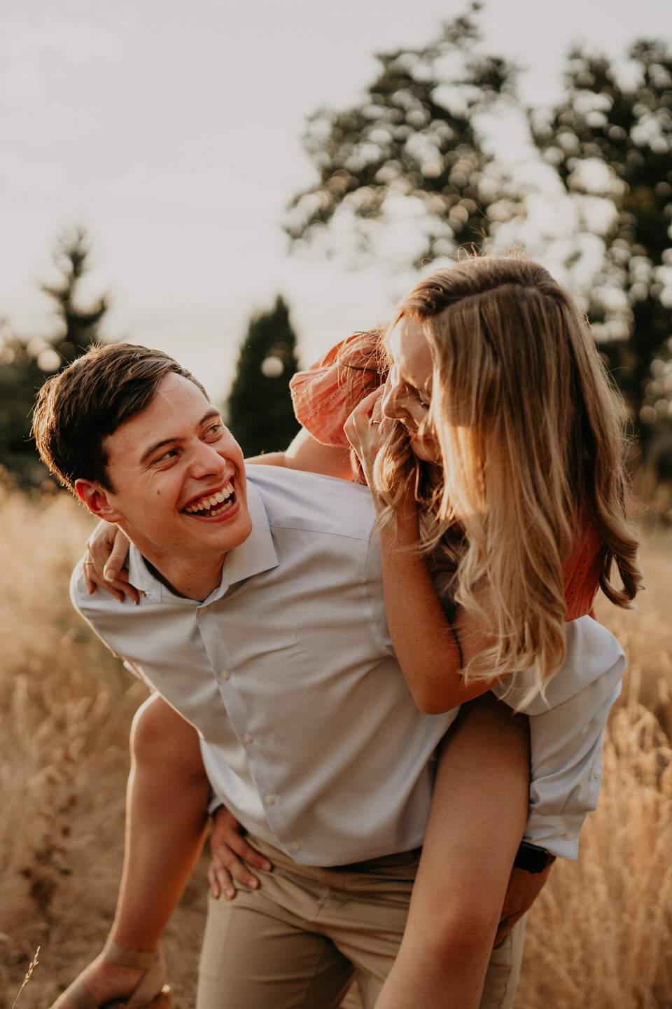 Where to take your Oregon engagement photos in Hillsboro at Orenco Woods Nature Park.