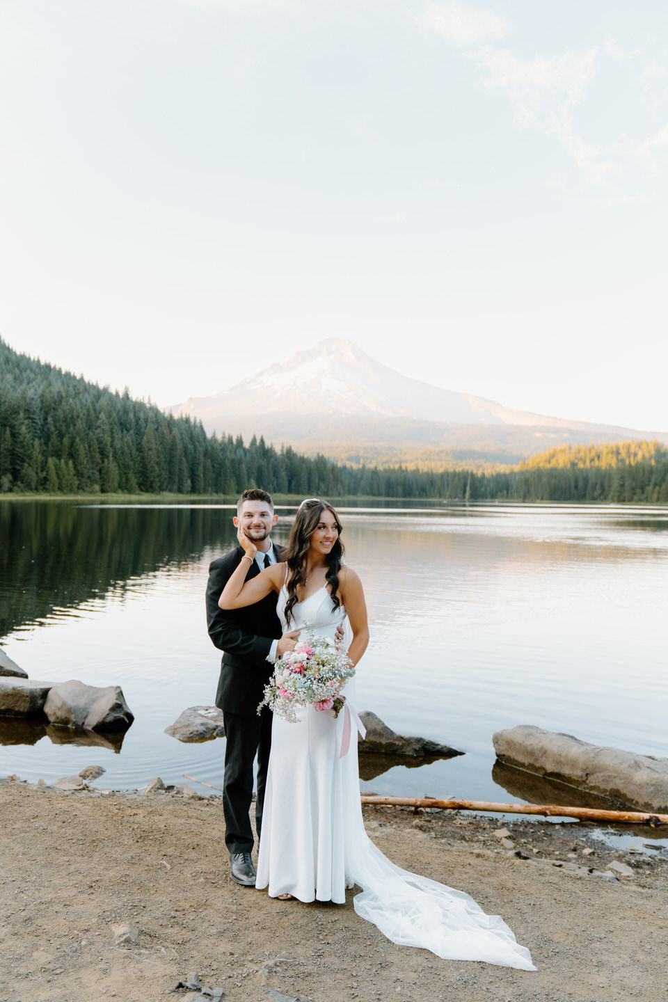 Anniversary photo shoot at Trillium Lake, near Mt. Hood.