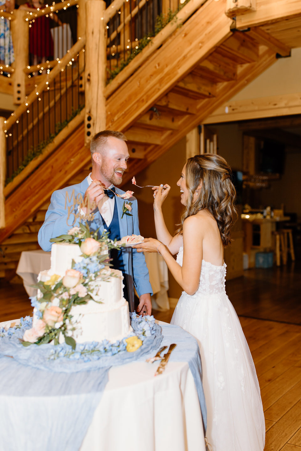 Cake cutting at Central Oregon wedding