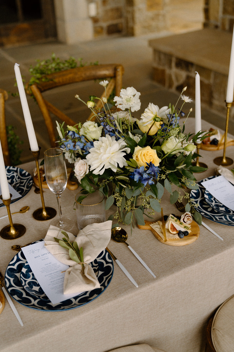 Tuscan inspired wedding table decor