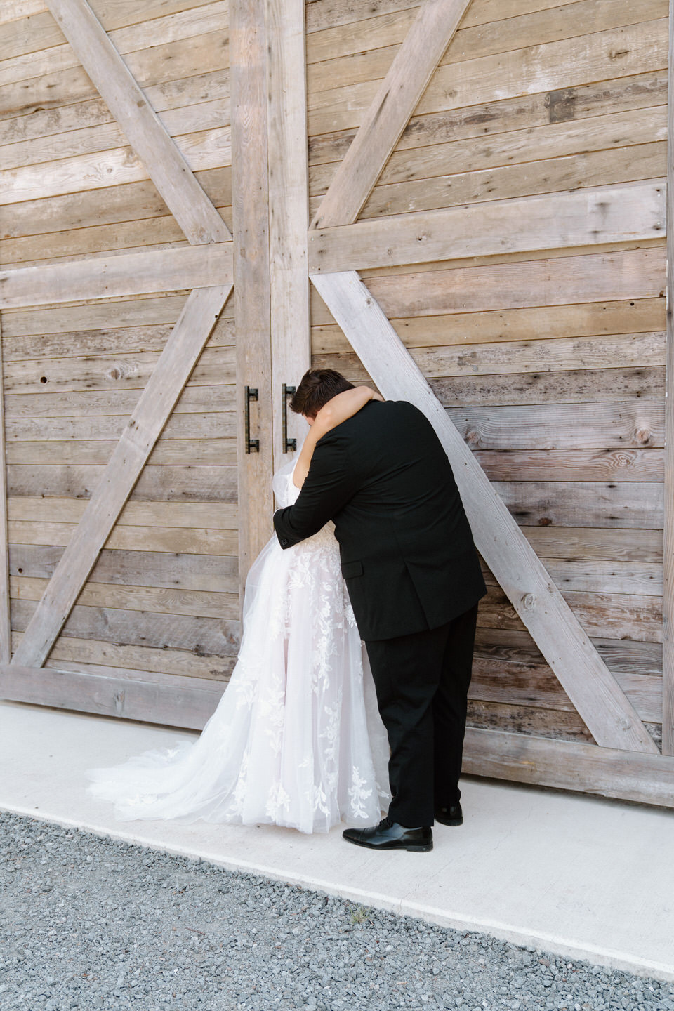 First look in front of barn at Springwater Lakes Estate