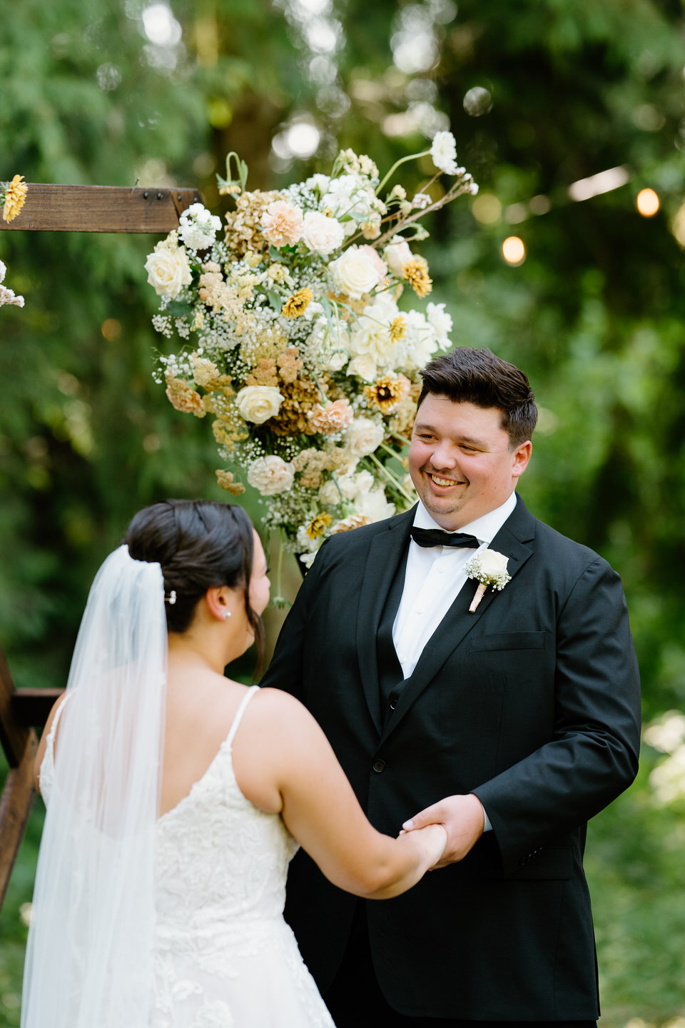 Groom reaction during wedding ceremony