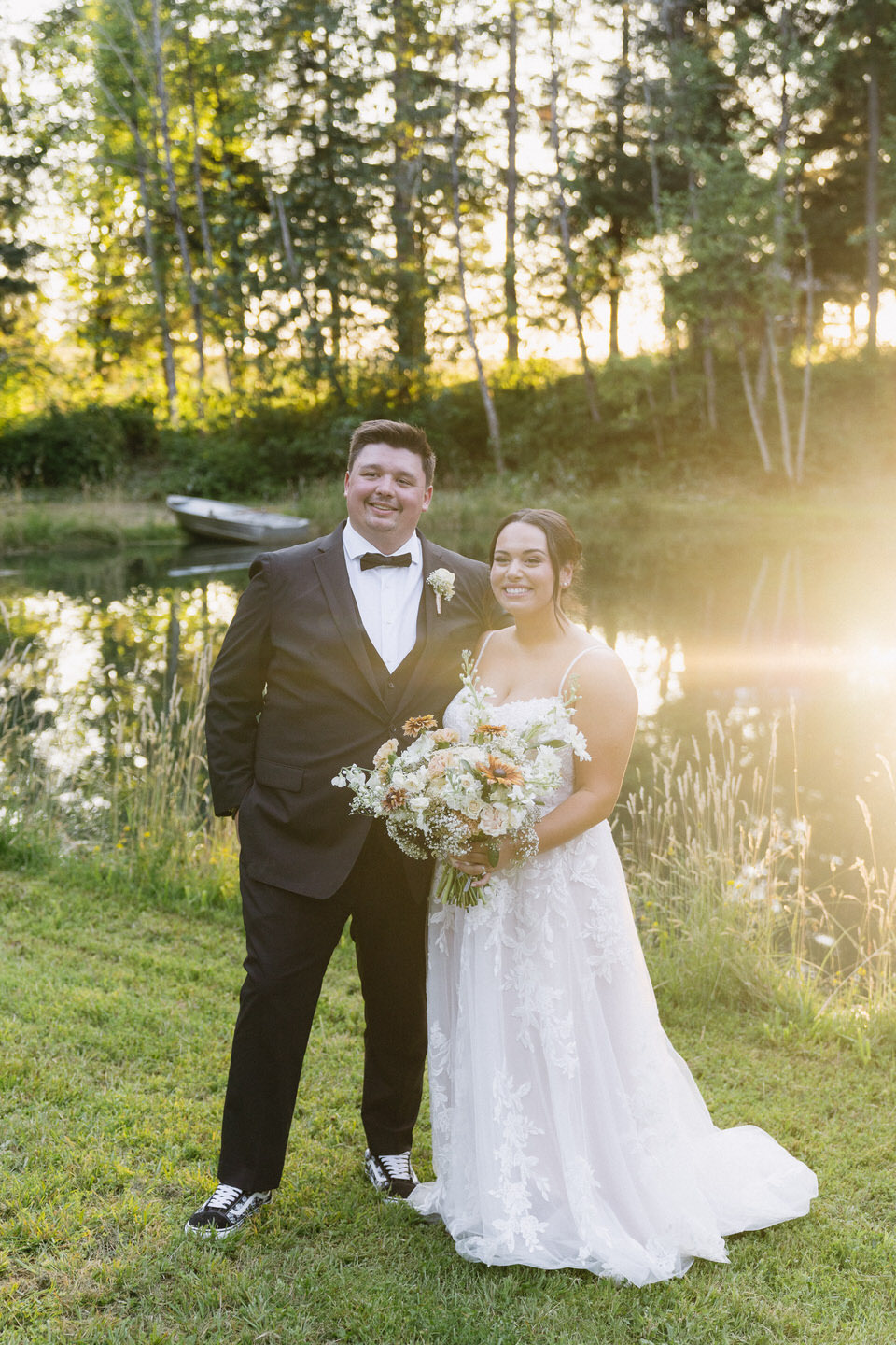 Golden hour portraits at Springwater Lakes Estate wedding