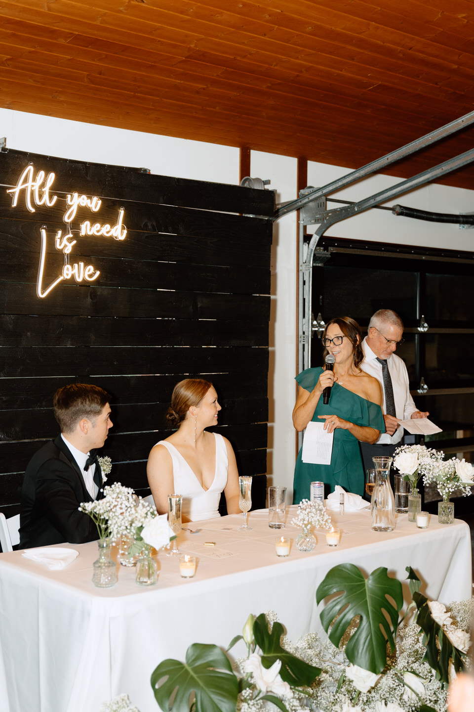 Bride's parents give a toast