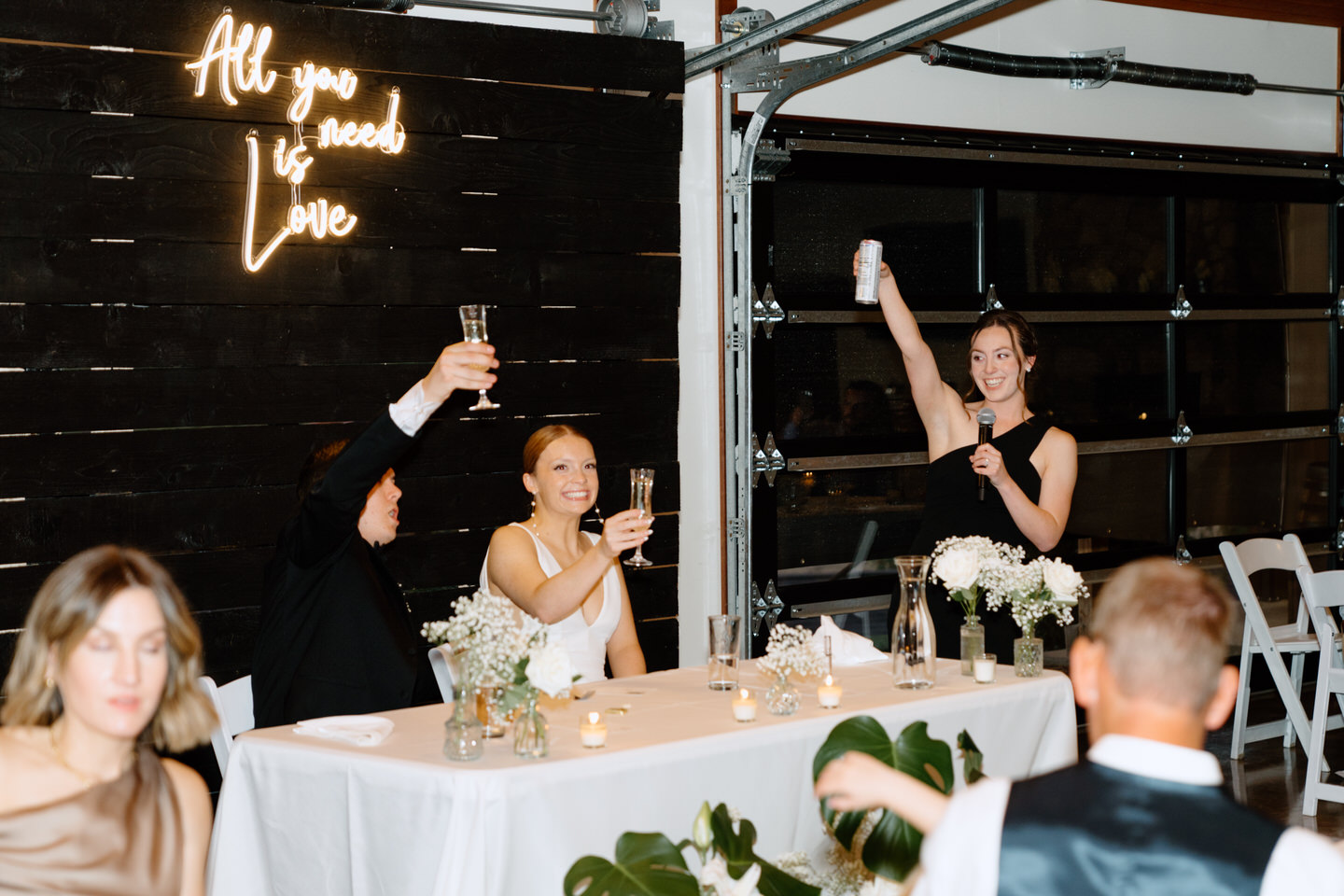 Bride's sister gives a speech at Youngberg Hill wedding