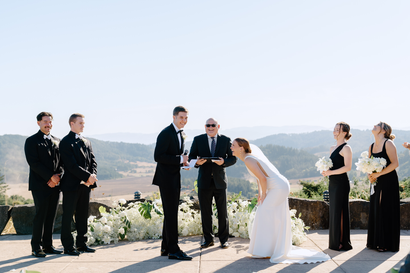 Groom reading his vows