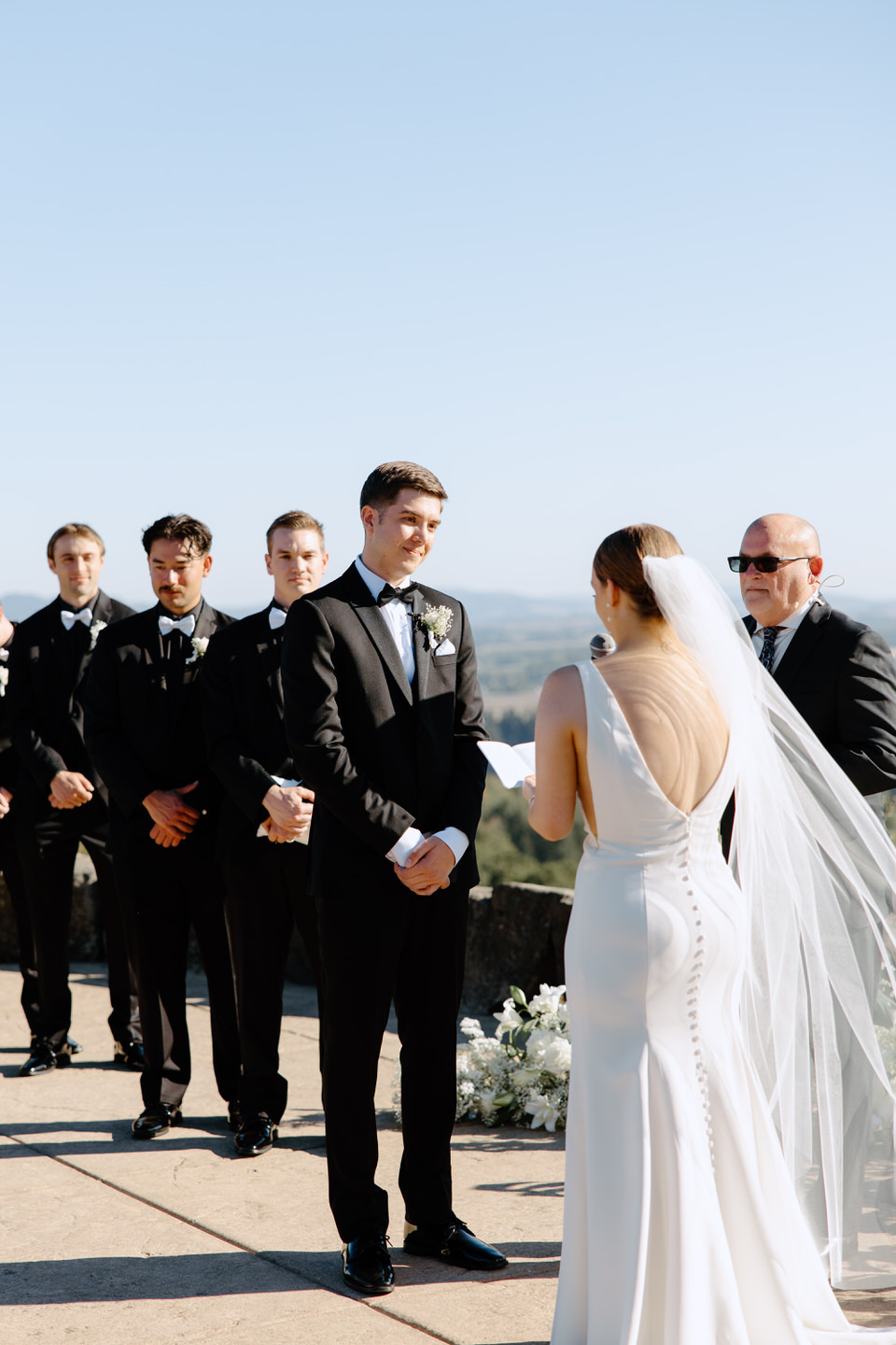 Groom during Youngberg Hill wedding ceremony